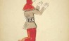 Figurino do personagem Todomundo. Desenho em nanquim, hidrocor, aquarela sobre papel (31,5 x 22,1 cm). Cedoc-Funarte